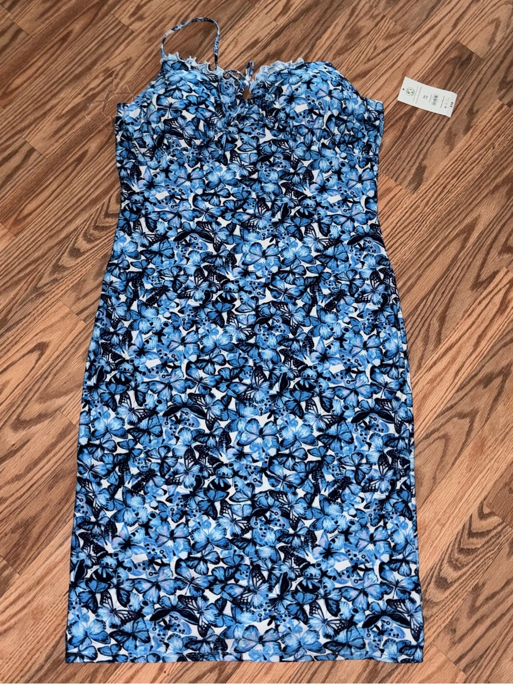 No Boundaries Blue Floral Strapless Sheath Nightgown